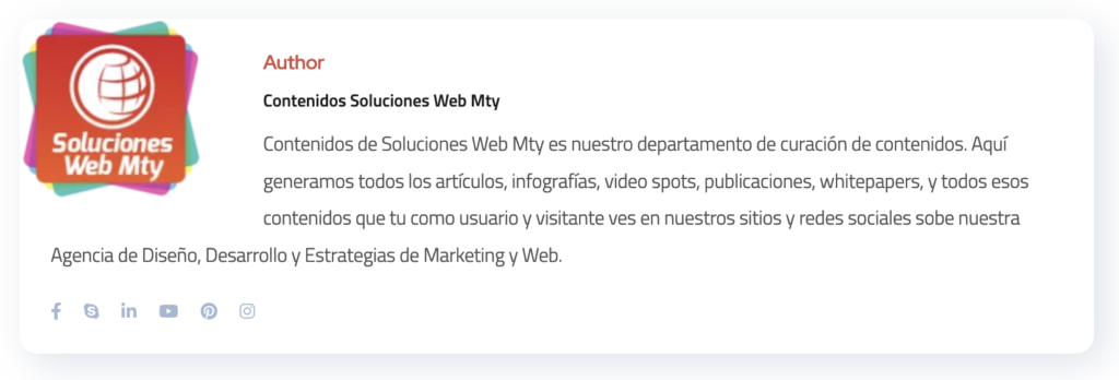 En swebmty.com, los articulistas cuentas con su biografía y enlaces útiles a sus propios dominios.